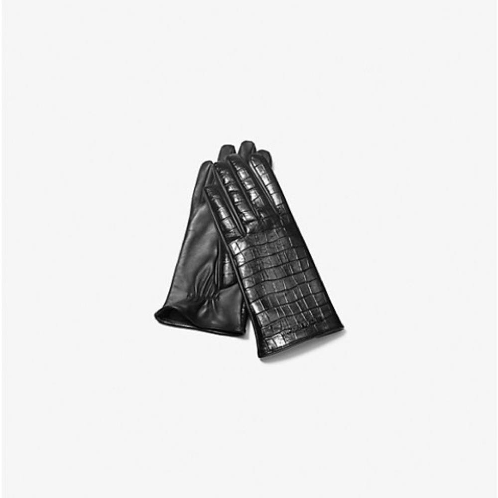 MICHAEL MICHAEL KORS
Crocodile Embossed Leather Gloves size M NWOT